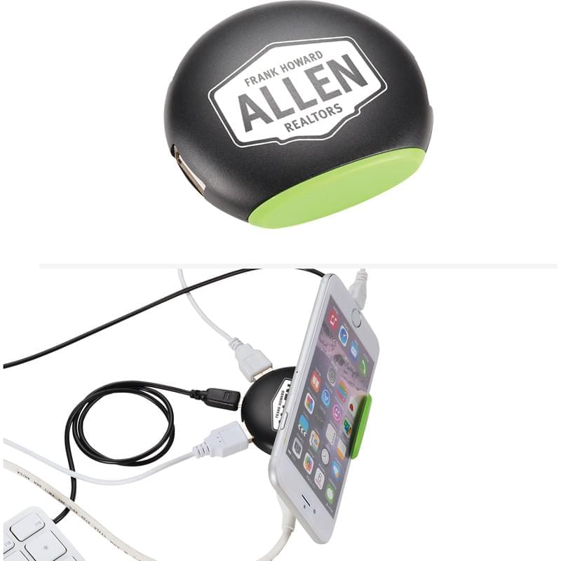 Rotund 4-IN-1 USB Hub with Phone Stand