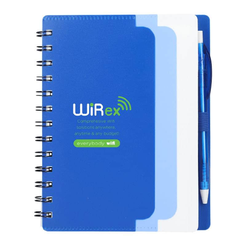 5&quot; x 7&quot; Recycled Dual Pocket Spiral Notebook w Pen
