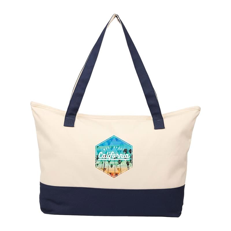 Color Accent Zippered Cotton Tote