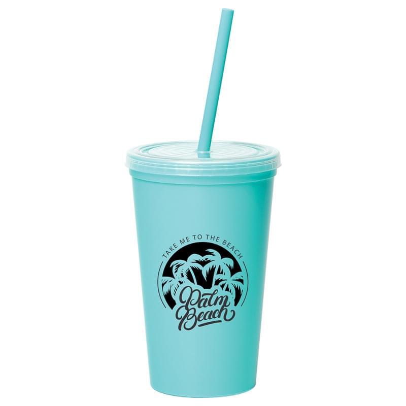Miami 16oz Double-Wall Tumbler w/Straw