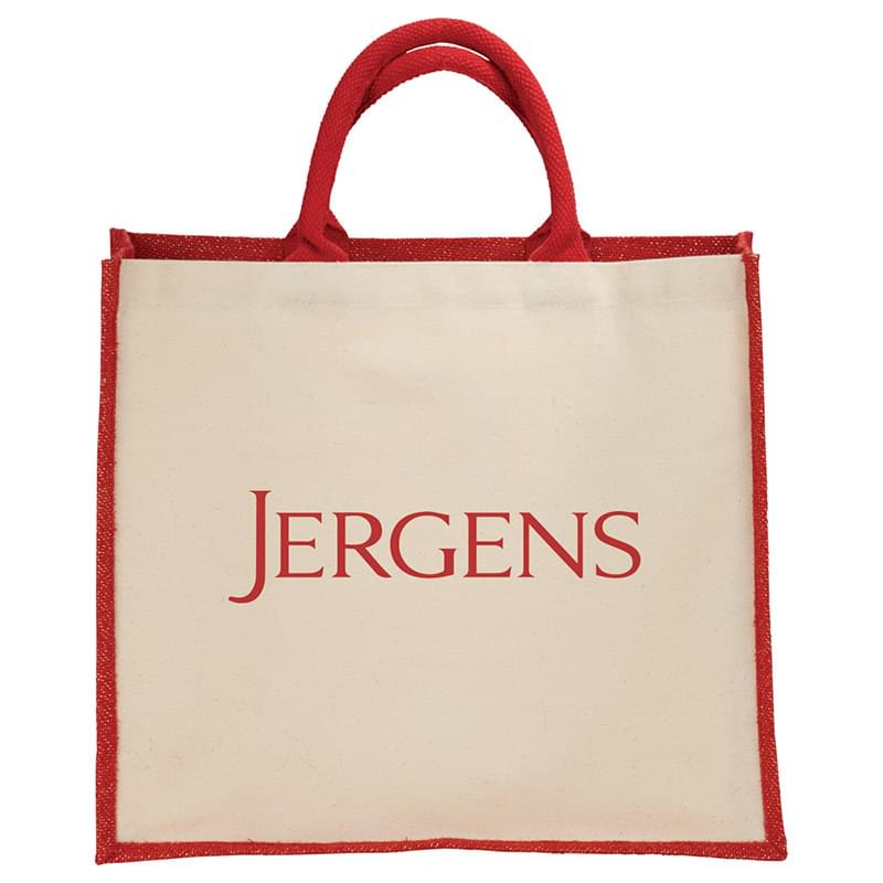 Metallic Jute Cotton Canvas Shopper Tote